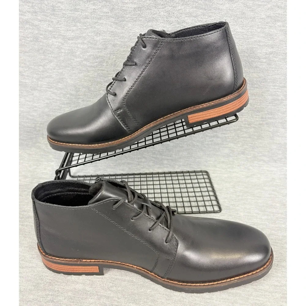 Rieker Dustin 09 Nero Chukka Boots Mens 10 Black Leather‎ Antistress Comfort
